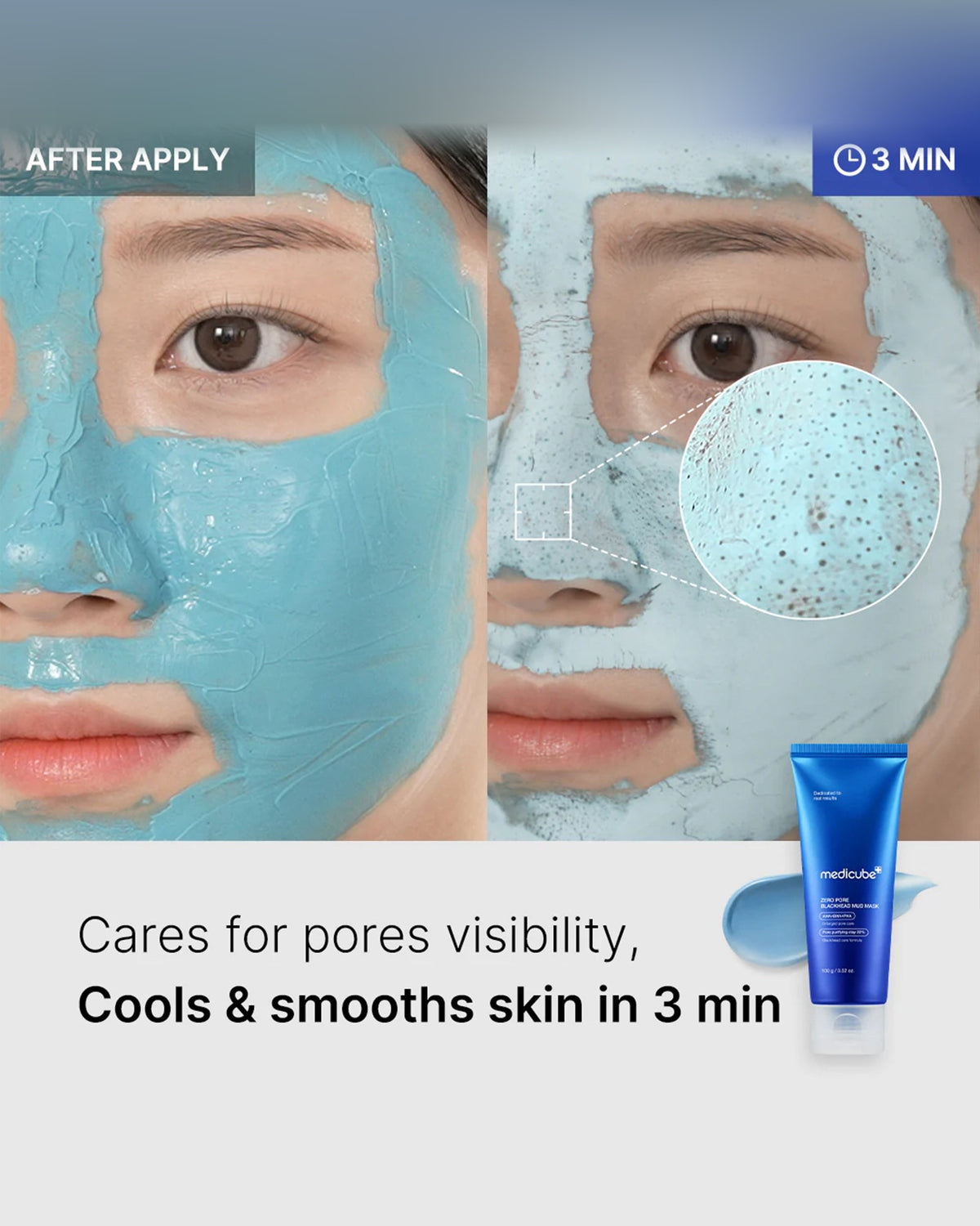 Medicube Zero Pore Blackhead Mud Mask 100g: on face after three minutes