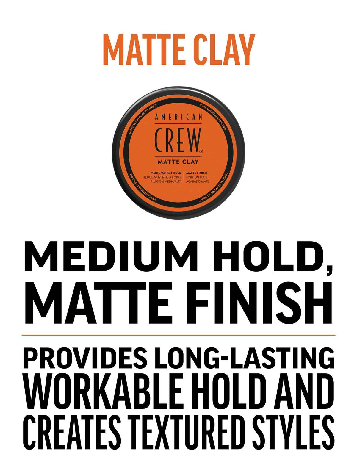 American Crew Matte Clay 85g — medium hold matte finish