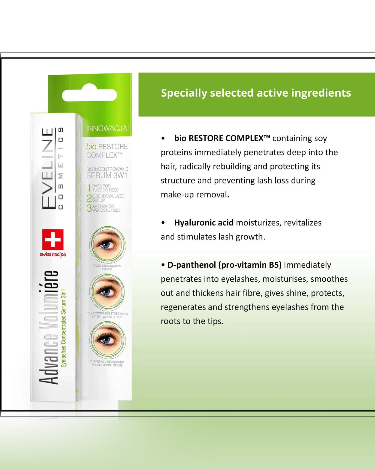 Eveline Cosmetics Advance Volumiere Eyelash Serum 10ml: active ingredients
