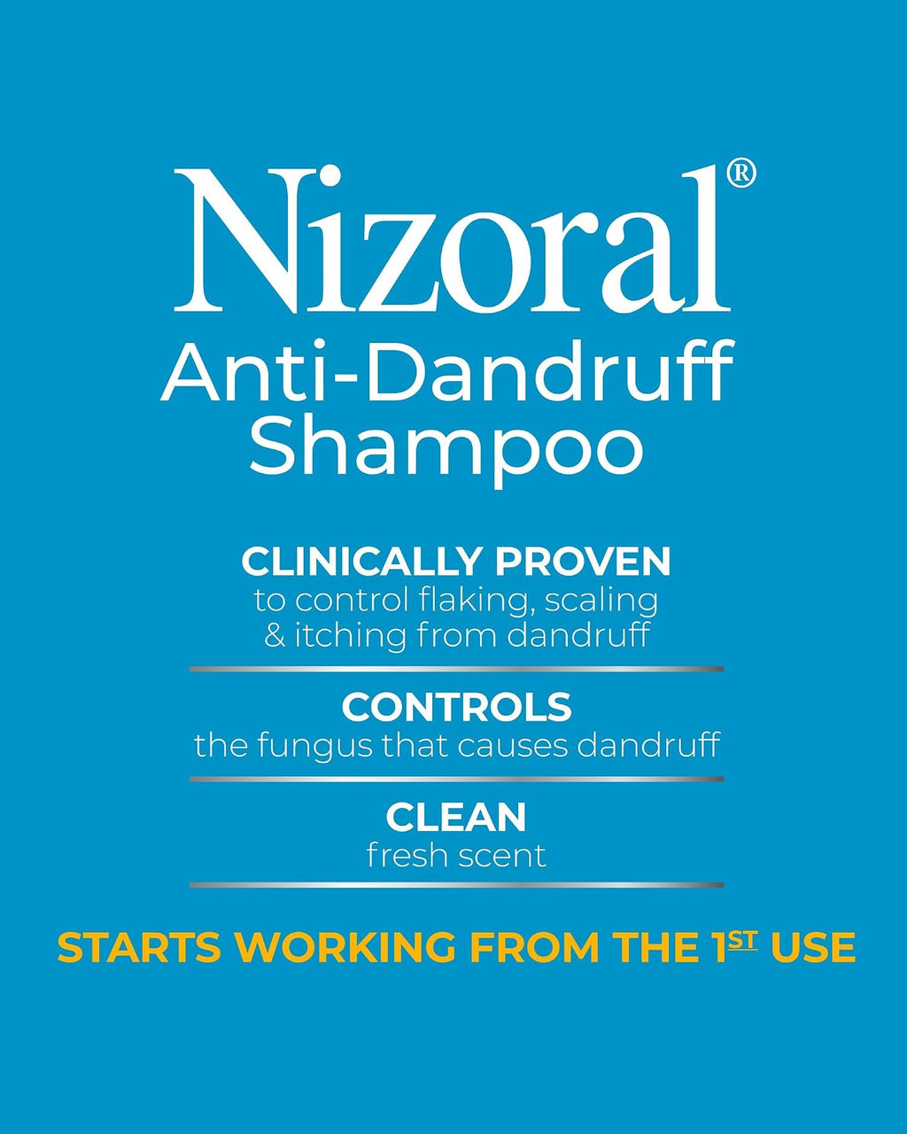 Nizoral Anti-Dandruff Shampoo 200ml: clinically proven controls dandruff