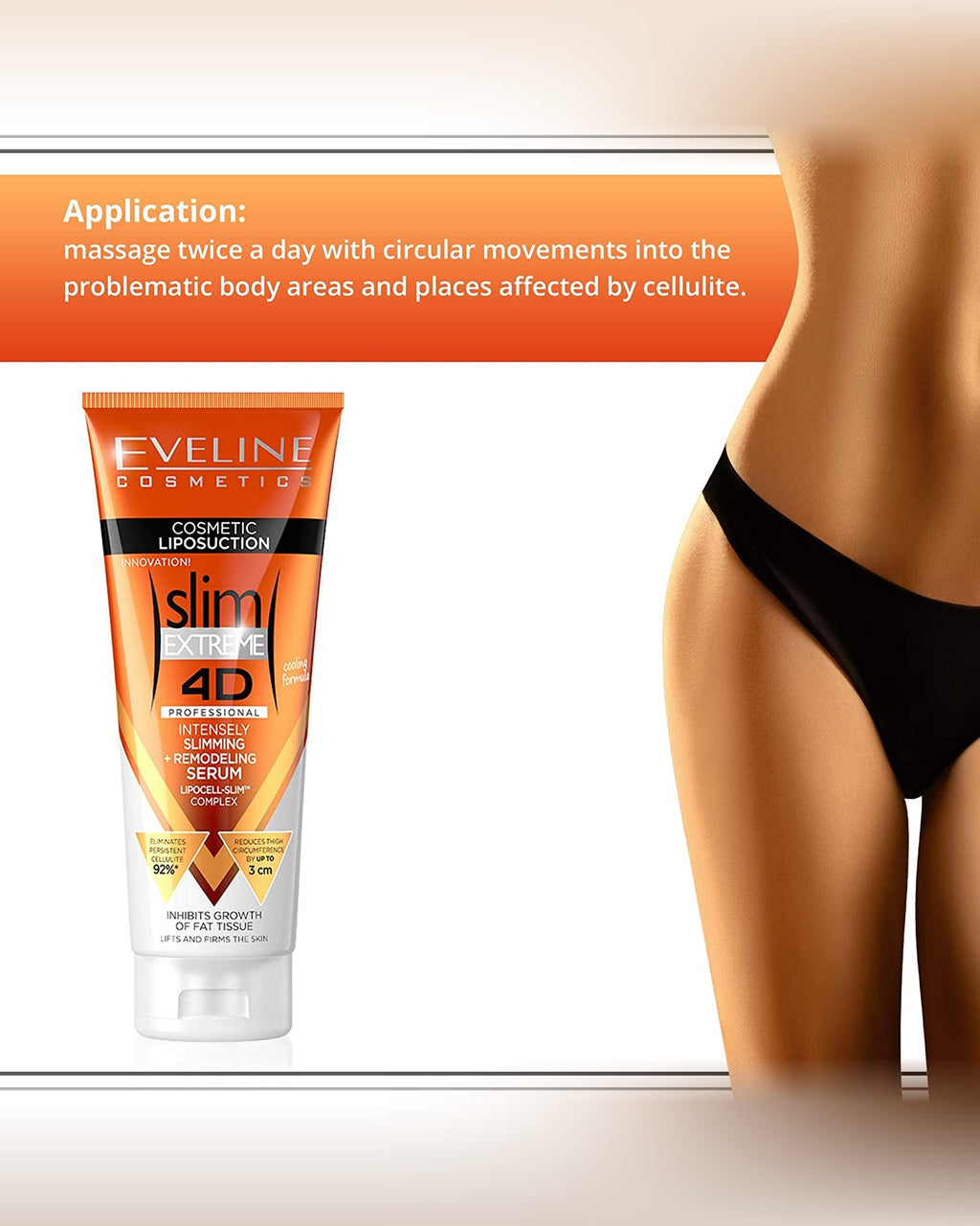 Eveline Cosmetics Slim Extreme 4D Liposuction Slimming & Remodeling Serum — how to apply