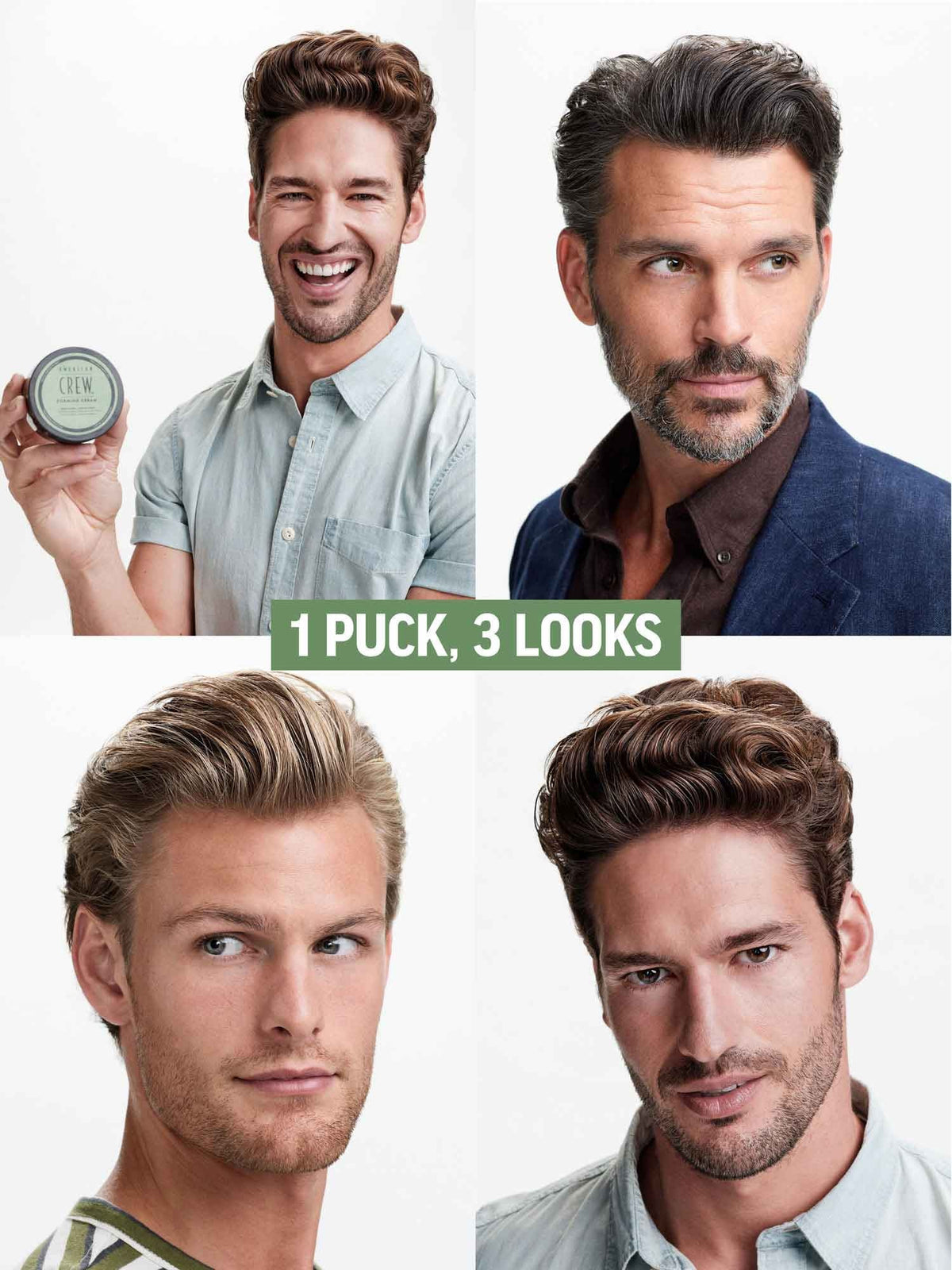 American Crew Forming Cream 50g — one puck three looks