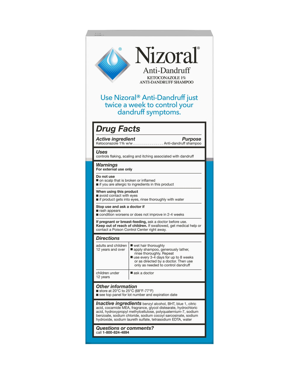 Nizoral Anti-Dandruff Shampoo 200ml: label and directions
