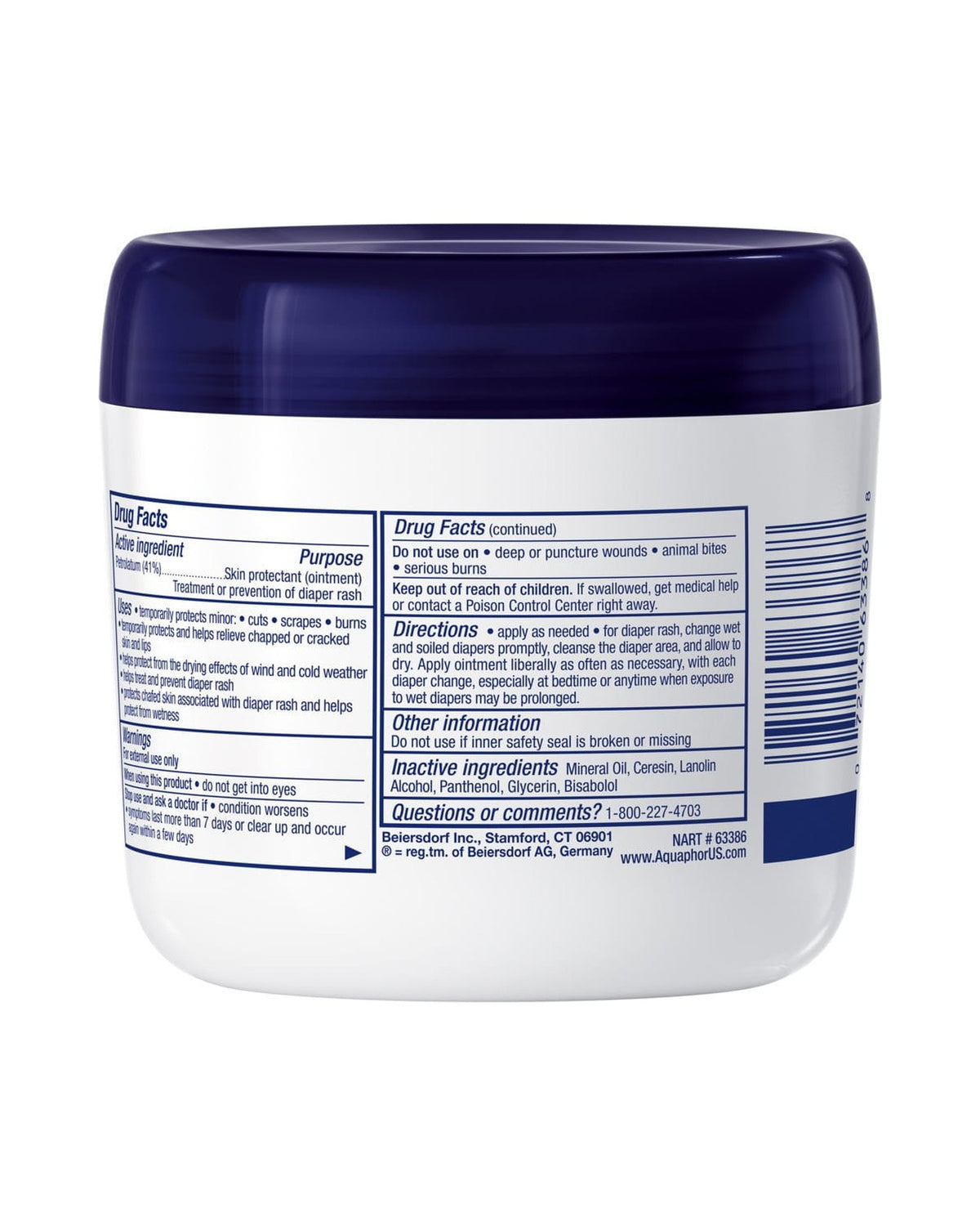 Aquaphor Baby Healing Ointment 396g: label and directions