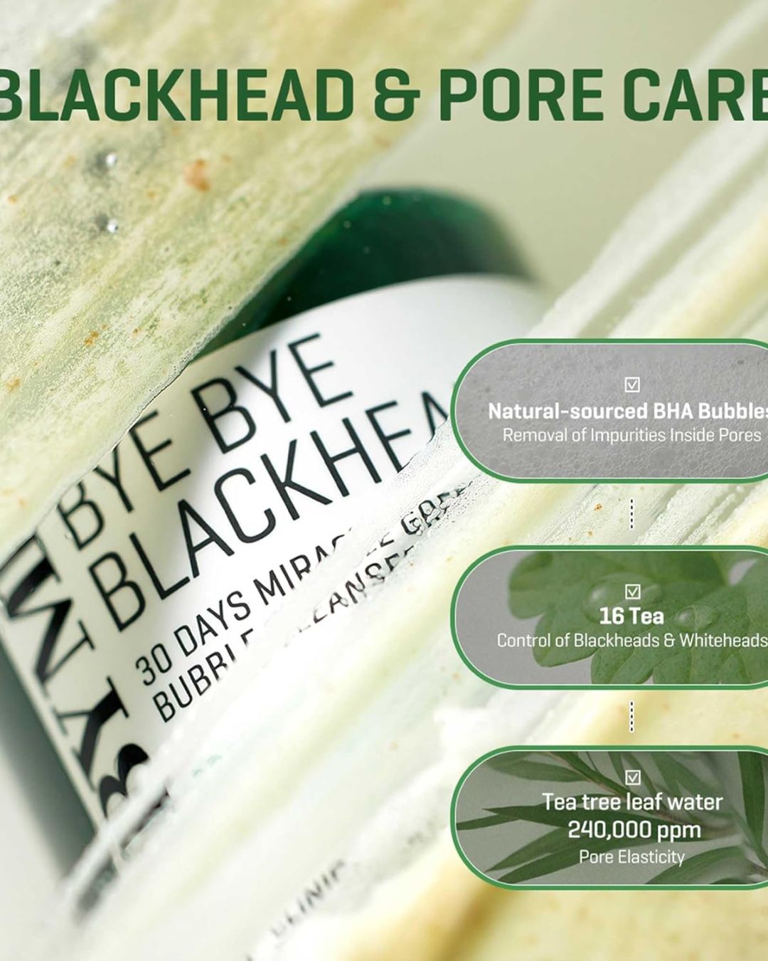 SOME BY MI Bye Bye Blackhead 30 Days Miracle Green Tea Tox Bubble Cleanser